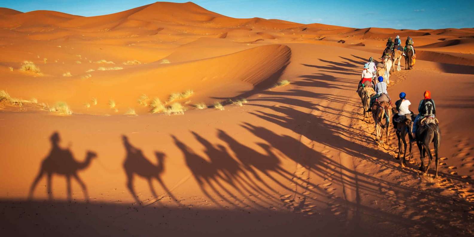 Erg Chebbi dunes of Merzouga at sunset — the highlight of the 4 day Morocco desert tour from Marrakech