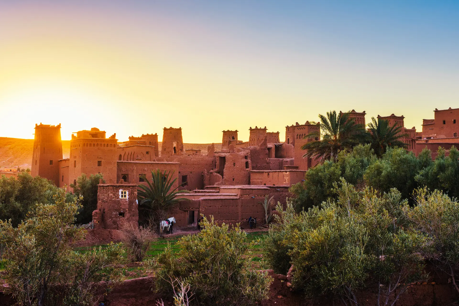 Ait Ben Haddou kasbah at sunset — a real-life sandcastle for kids
