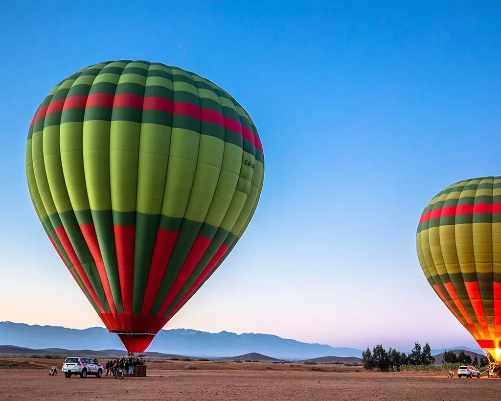 Hot-air balloon over Marrakech at sunrise — optional honeymoon add-on