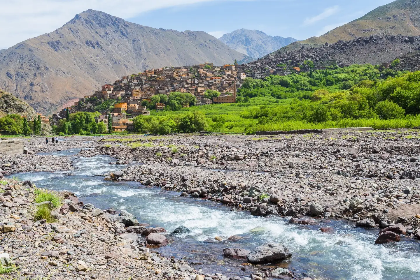 Aroumd village and the Toubkal massif in the Imlil valley, Morocco