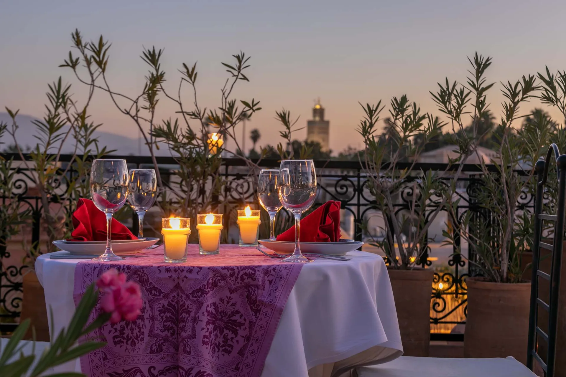 Candlelit rooftop dinner for two in Marrakech